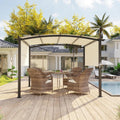 10' x 10' Arched Top Outdoor Pergola, Pergola Canopy with with Adjustable and Retractable Canopy for Patio Use, Metal Pergola with Durable and Sturdy Frame & Water-Resistant Canopy, Beige