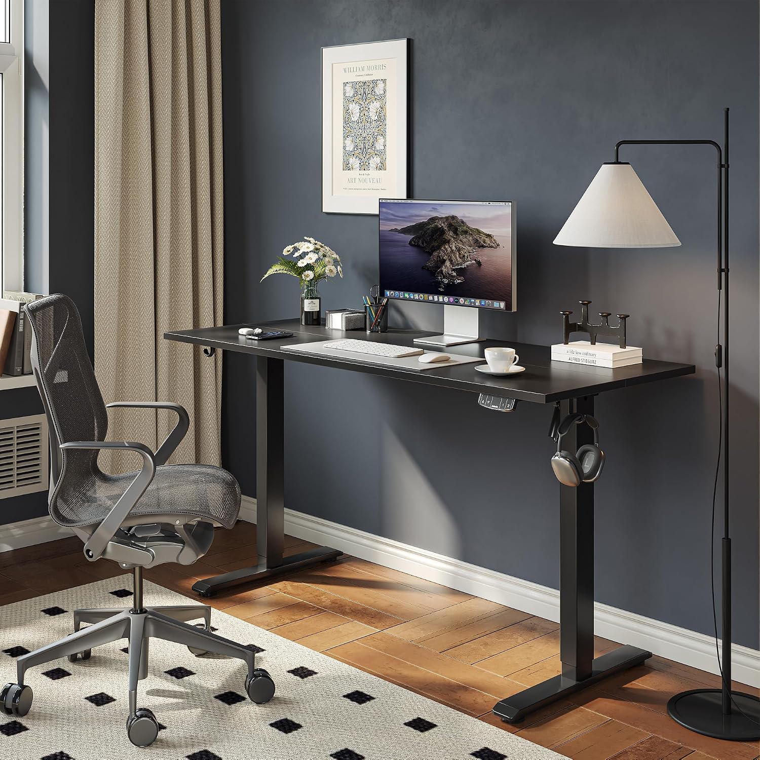 Agilestic Electric Standing Desk, 60 x 24 Inches Height Adjustable Desk, Sit Stand up for Work Office Home, Ergonomic Rising Computer Table with Memory Preset, Black