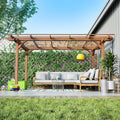 12'x10' Hardtop Wooden Pergola, Outdoor Wood Gazebo with for Patio Garden Backyard Poolside, Durable Rustic Arbor for Climbing Plants Vine Support
