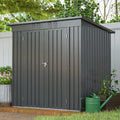 6x4 FT Shed Outdoor Storage Metal Large Garden Tool Sheds with Lockable Doors Floor Frame Sloped Roof Waterproof Steel Utility Equipment Shed for Backyard Patio Lawn Poolside, Black