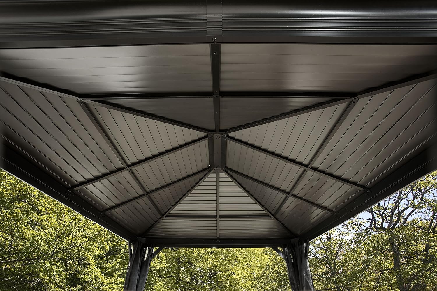 Sojag Mykonos 12 ft. x 16 ft. Outdoor Gazebo with Galvanized Steel Roof and Rustproof Aluminum Frame, All-Season Backyard Shelter for Shade, Privacy, and Weather Protection