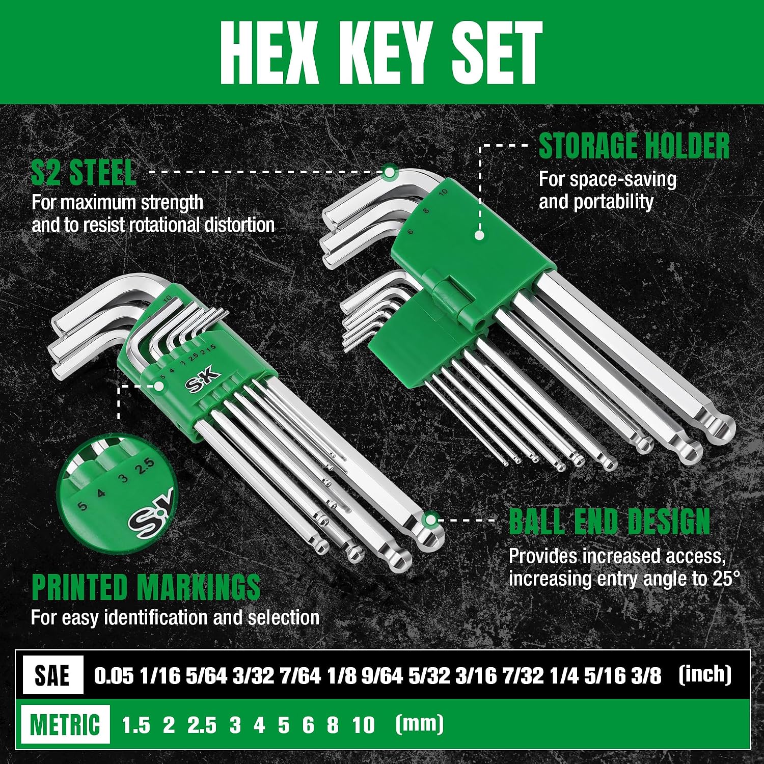 SK Mechanics Tool Set, 1/4' & 3/8' & 1/2' Drive Socket with 216-P Ratchet, 149-Piece, SAE & Metric, SuperKrome Finish, with Storage Suitcase