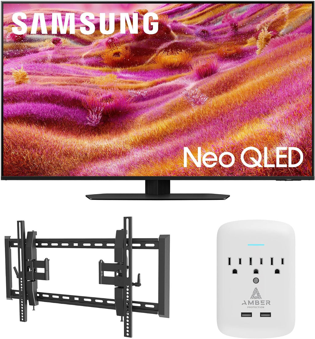 Samsung QN43QN90FAFXZA 43 Inch Neo QLED 4K QN90F Vision AI Smart TV with a Walts TILT-EXTENSION-37-90 Tilt Mount and Amber Protection 3-Outlet-Surge Surge Protector (2025)