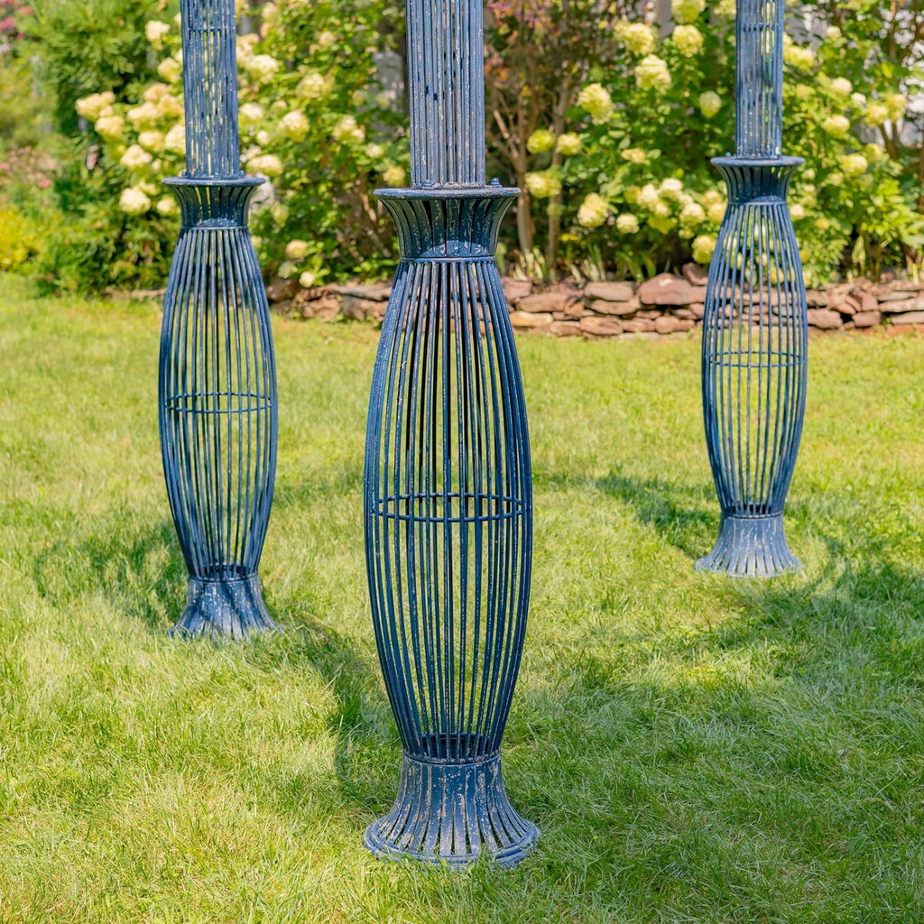 13ft. Tall Round Metal Garden Gazebo in Antique Finish (Antique Blue)