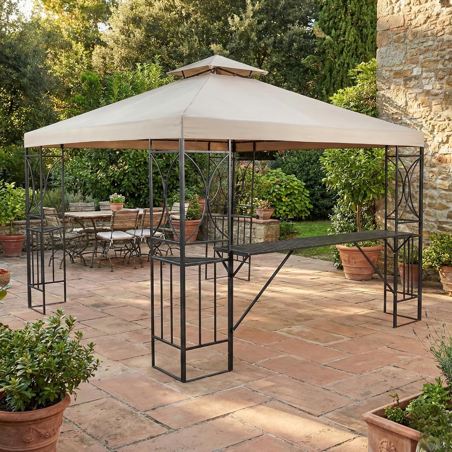 Garden Winds Reinforced RipLock 350 Replacement Canopy Top Cover Compatible with Crescent 10' x 10' Gazebo Model TJSG081 - Beige