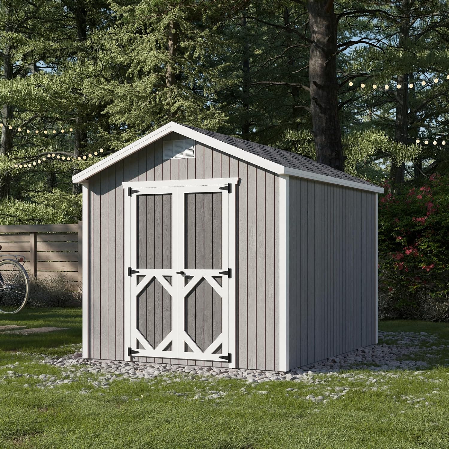 Little Cottage Co. 8x10 Classic Gable Shed with Floor, Outdoor Wood Storage Do-It-Yourself Precut Kit