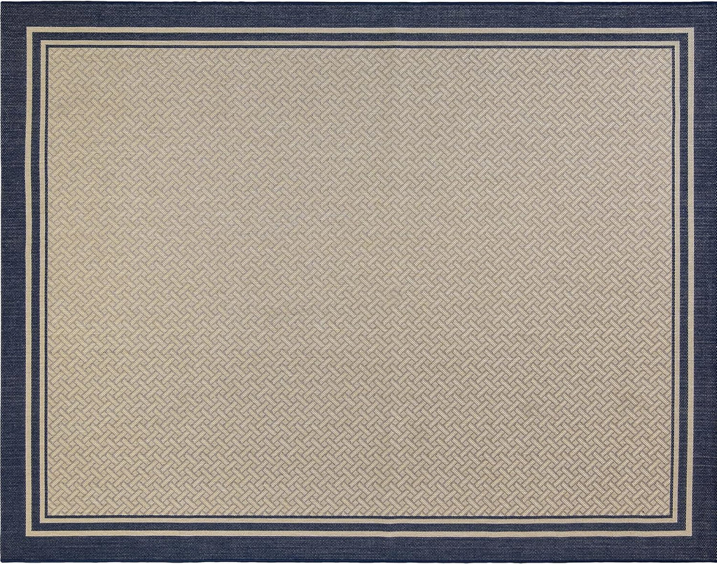 Gertmenian Indoor Outdoor Classic Flatweave Area Rug, Stain & UV Resistant Carpet, Deck, Patio, Poolside & Mudroom, 9x13 Ft Extra Large, Simple Border, Navy Blue, 21979