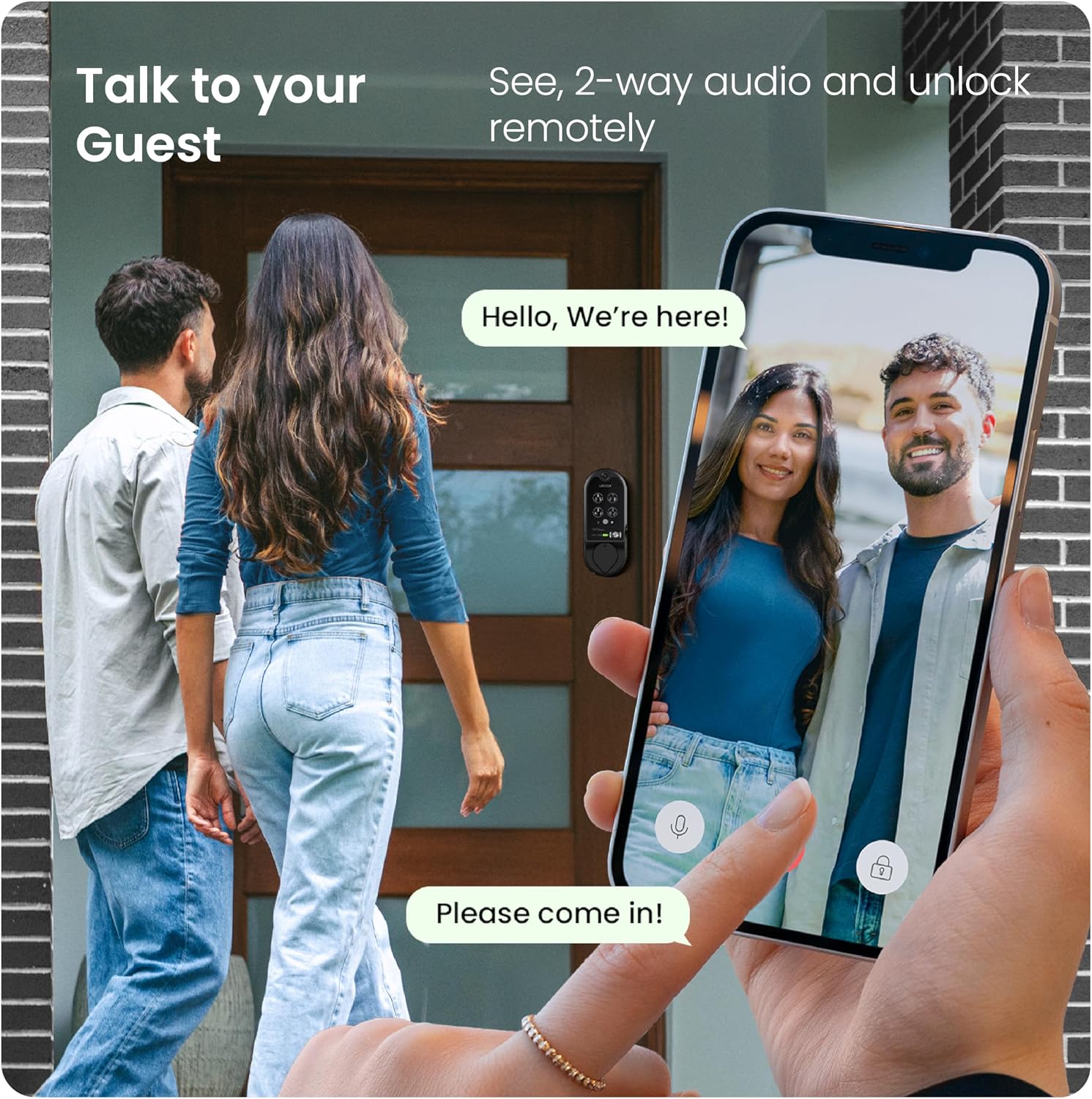 Lockly Vision Smart Lock with HD Video Doorbell, Fingerprint Door Lock for Front Door, Touchscreen Keypad, App Control, Auto Lock, No Monthly Fee- Matte Black