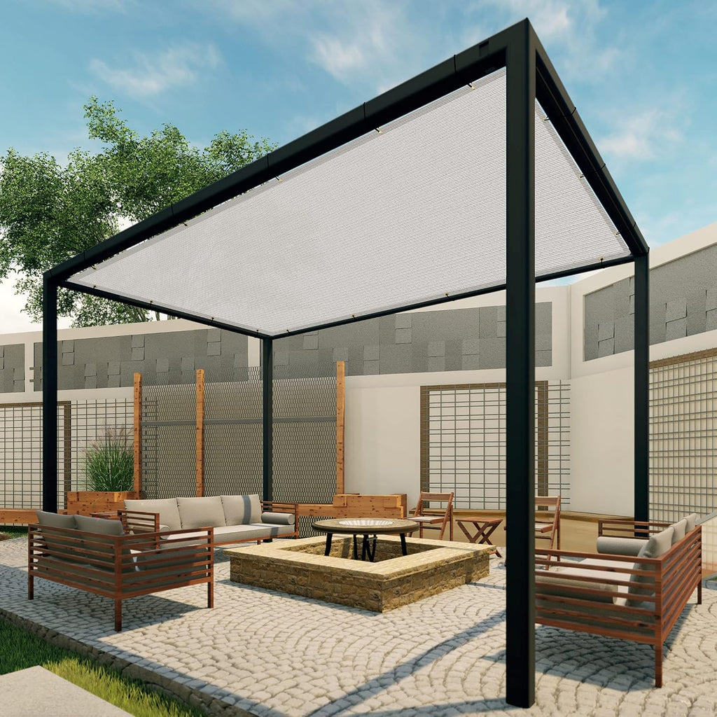 Patio Paradise 12' x 16' Sun Shade Cloth with Grommets Rectangle Shade Sail Canopy Pergola Cover with Straight Edge, UV Block Fabric for Backyard Deck Outdoor Activities, Light Grey
