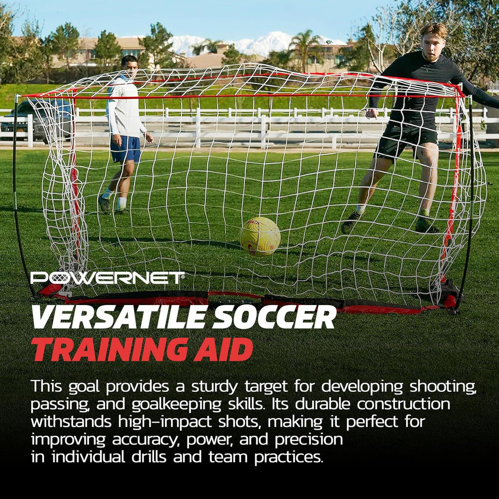PowerNet Soccer Goal for Backyard, 3Mx2M / 6x4 / 8x4 / 12x6 / 14x7 /18.5x6.5 / 21x7 / 24 x 8 Portable Soccer Net, Sports & Outdoors Training Equipment, Quick Setup 1 Goal & Zipper Storage Bag