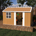 Outdoor Storage Shed, Heavy-Duty Metal Steel Shed with Windows, Lockable Door & Ventilation, Weatherproof Garden Shed for Backyard, Lawn, and Tool Storage (8x12 FT)