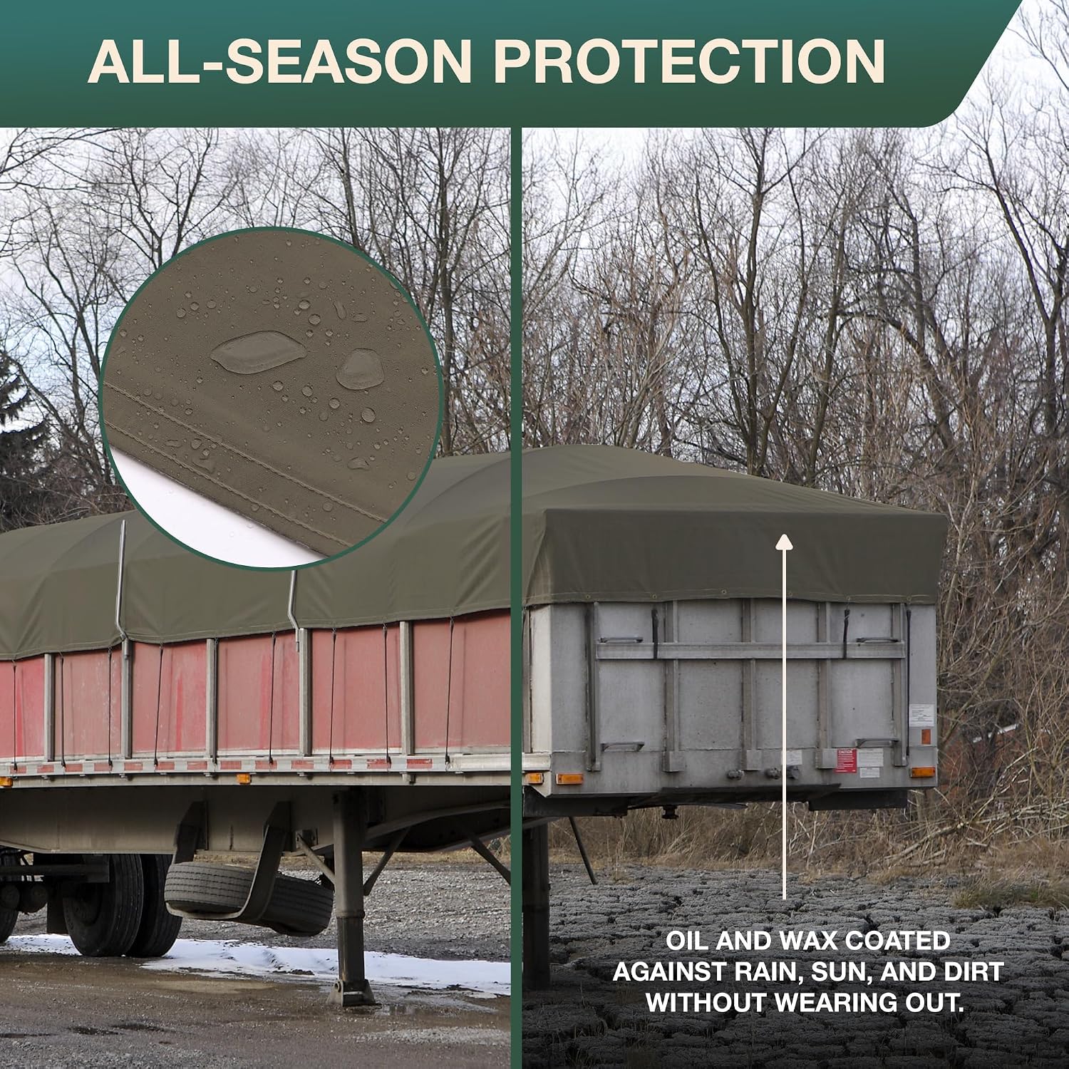 CCS Waterproof Canvas Tarp Cover – Heavy Duty Duck Cloth, Waxed Canvas Tarpaulin with Rustproof Brass Grommets for Camping, Construction, Equipment & Outdoor Use (Olive Drab, 12x16 Ft)