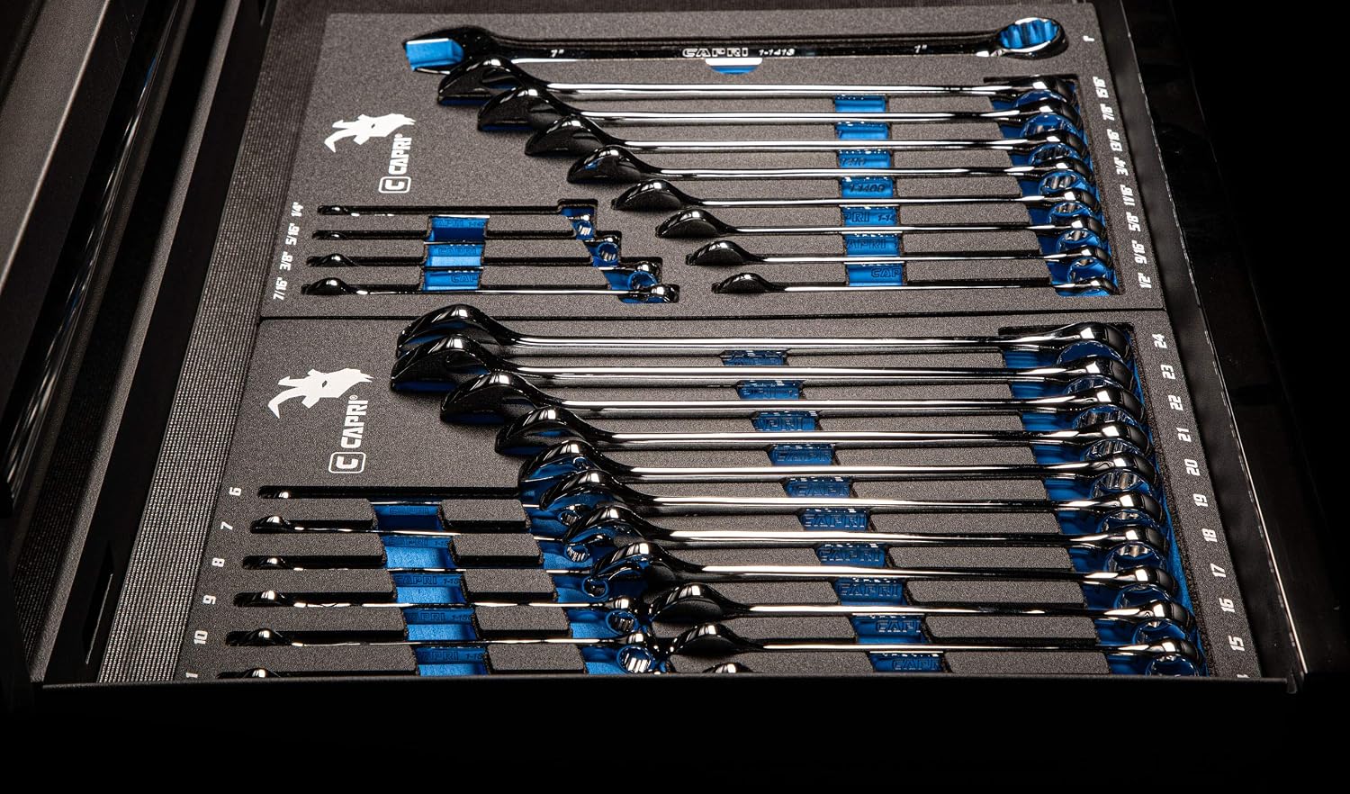Capri Tools Combination Wrench Set with The Mechanic's Tray, SAE 1/4 to 1-inch, 13-Piece