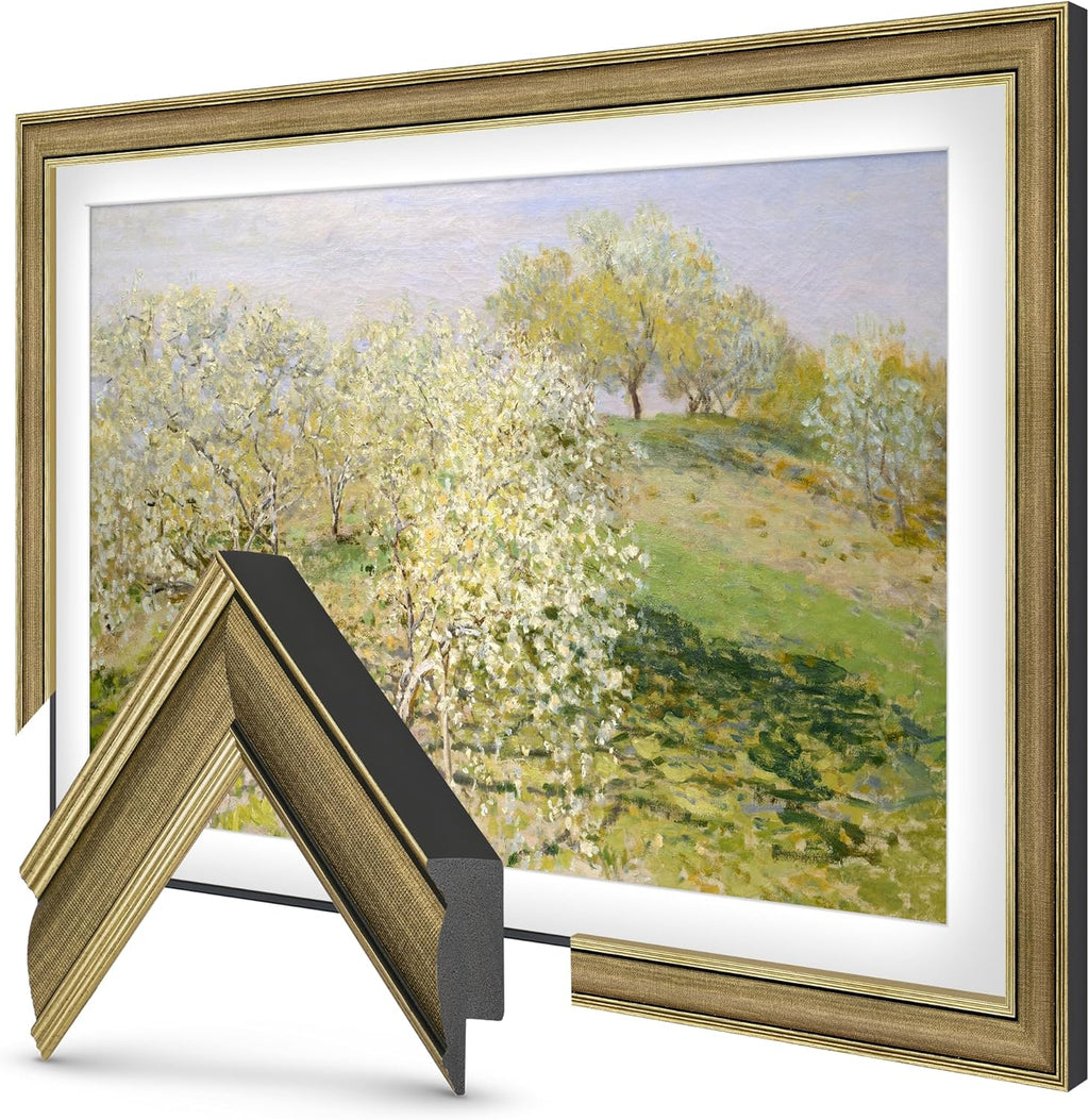 Industrial Brass 75' Slim Deco TV Frame - Compatible ONLY with Samsung The Frame TV and Pro TVs (Fits 2021-2026, LS03A, LS03B,LS03C,LS03D,LS03FA,LS03FW)