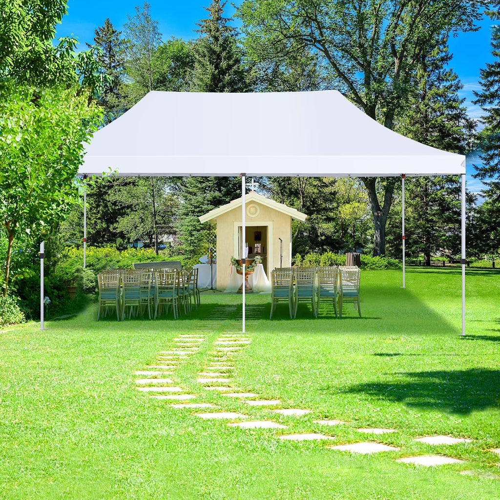 COBIZI 10x20 Pop Up Canopy with 4 Sidewalls, Conical Party Tent 10x20 with 3 Adjustable Height Waterproof, UV-Resistant with Carry Bag, Sandbag, Stake, Ropes for Parties, Commercial (Frame Upgraded)