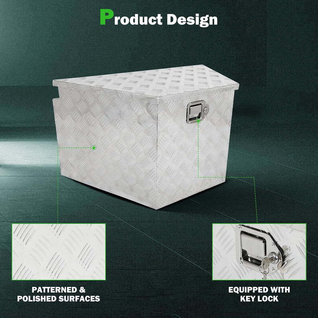 SCITOO 33 Inch Diamond Plate Truck Bed Tool Box,Aluminum Heavy Duty Crossover Storage for Most Full Size Pickups,Lockable Weatherproof Chest,Fits 33' Truck Beds,Easy Access to Load and Unload