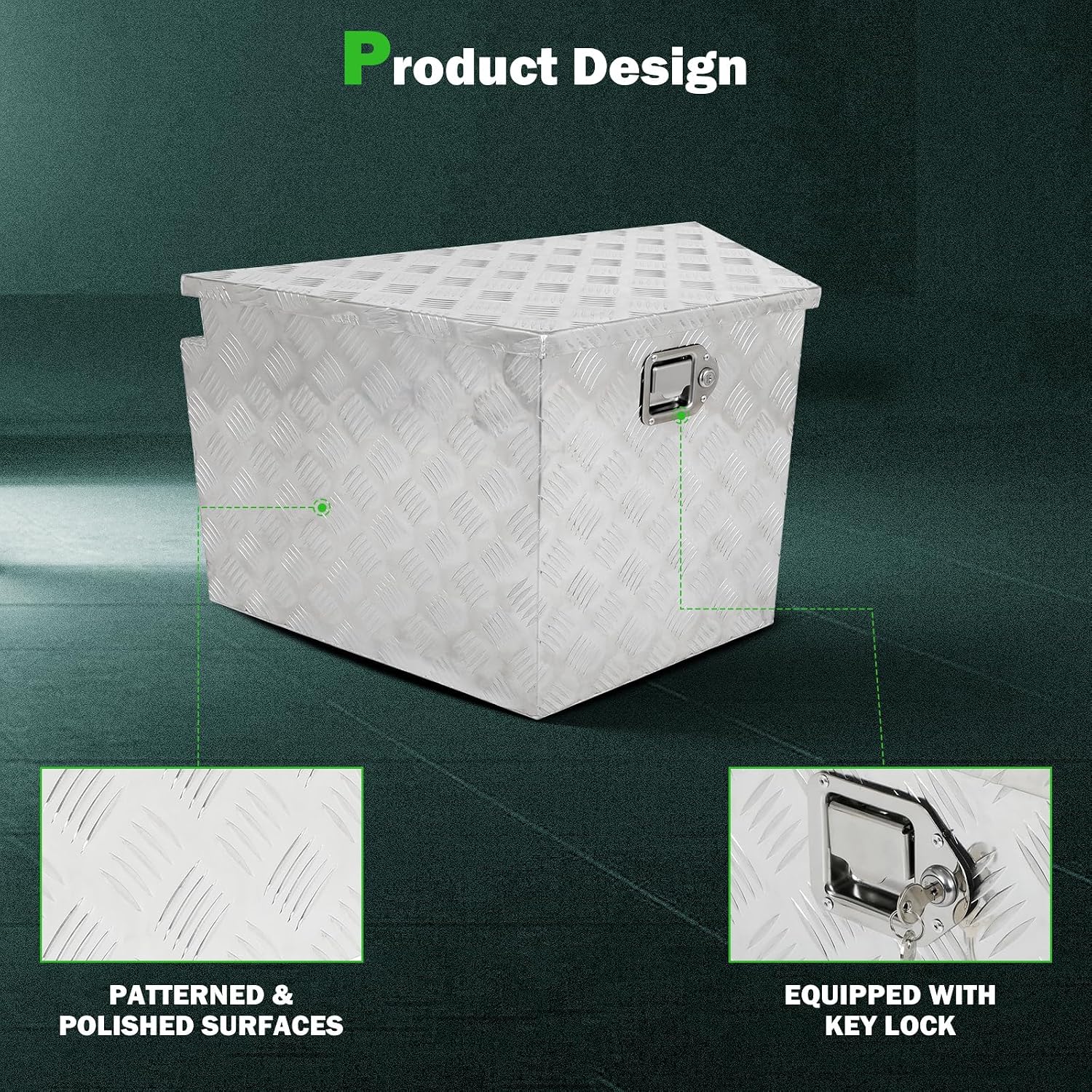 SCITOO 33 Inch Diamond Plate Truck Bed Tool Box,Aluminum Heavy Duty Crossover Storage for Most Full Size Pickups,Lockable Weatherproof Chest,Fits 33' Truck Beds,Easy Access to Load and Unload