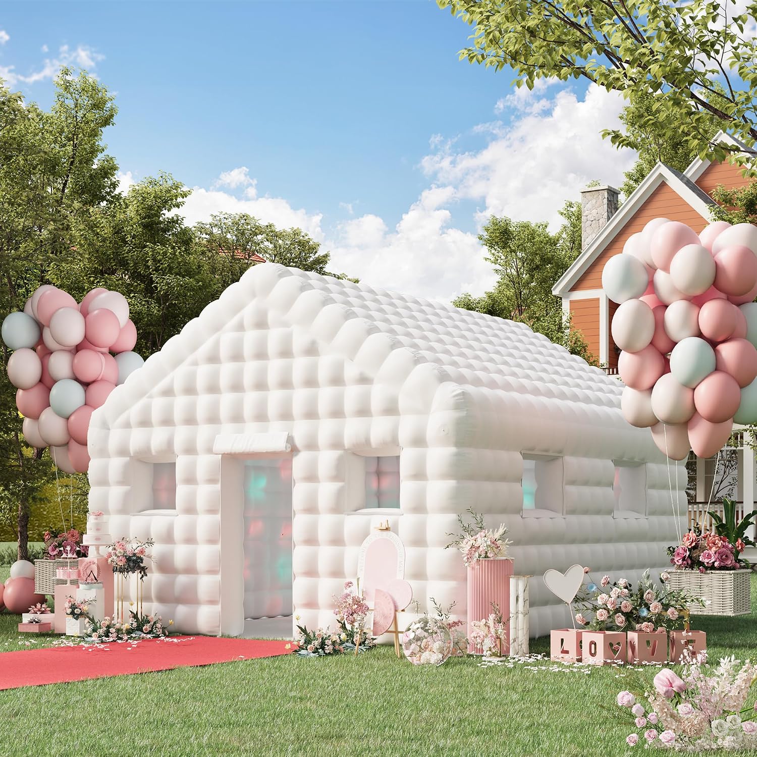 EROMMY 20x16.5x12 FT Large White Inflatable Nightclub, Blow Up Party Tent Portable with 950W Blower, Disco Night Club Tent for Adult Birthday Party Business Rental