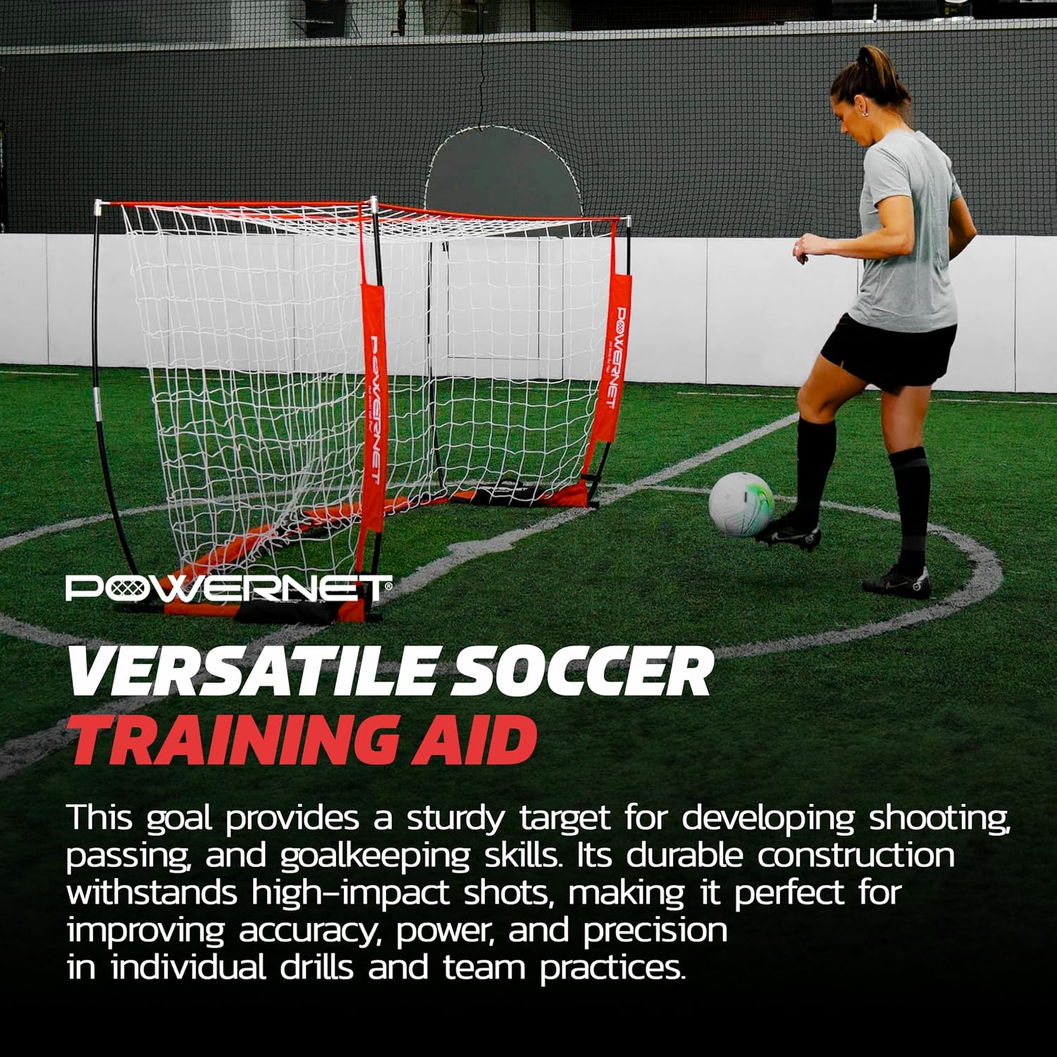PowerNet Soccer Goal for Backyard, 3Mx2M / 6x4 / 8x4 / 12x6 / 14x7 /18.5x6.5 / 21x7 / 24 x 8 Portable Soccer Net, Sports & Outdoors Training Equipment, Quick Setup 1 Goal & Zipper Storage Bag