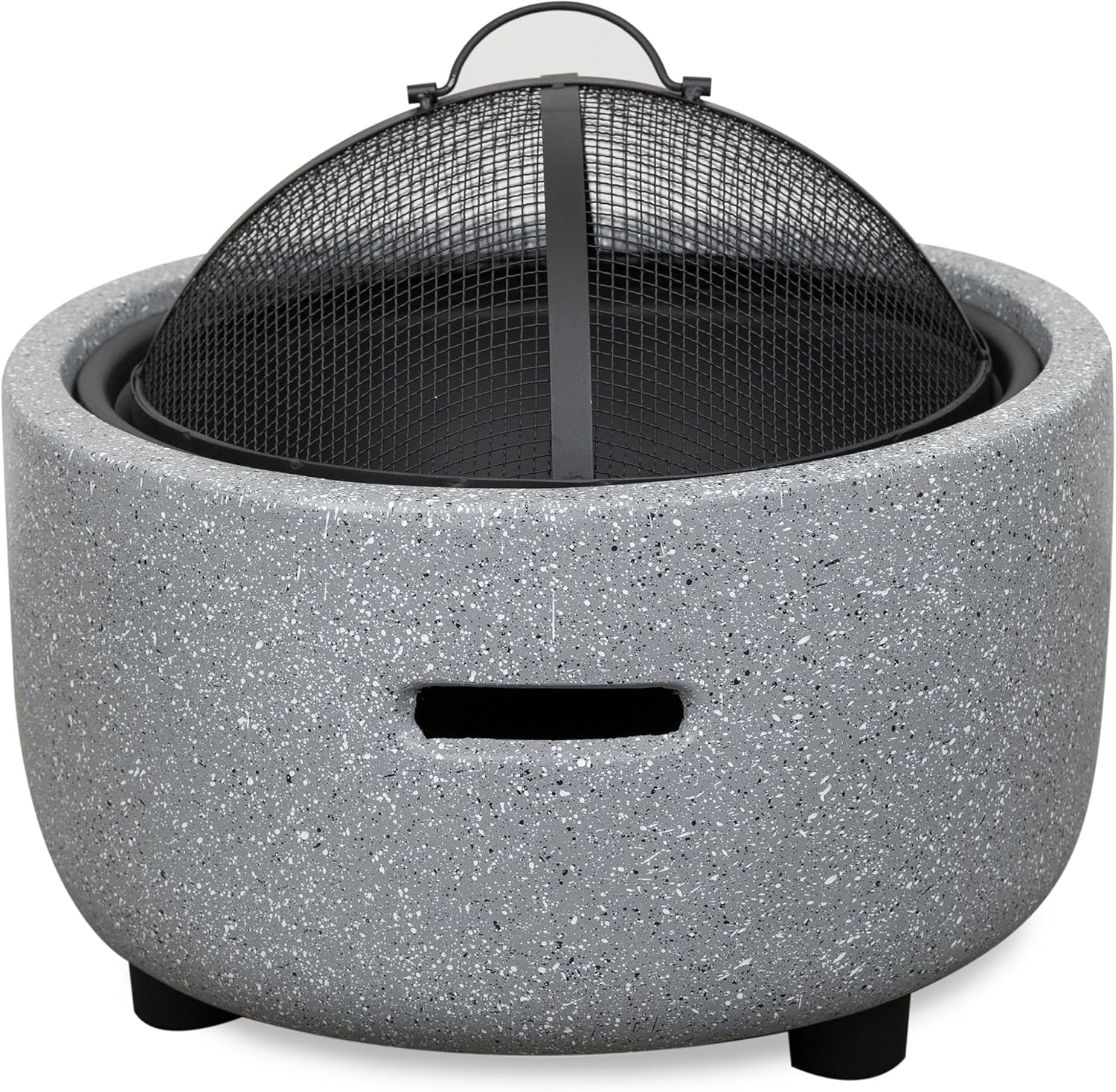 Alpine Corporation QFC334 Contemporary Gray Woodburning Firepit with Lid & Wood Poker, Decor for Patio & Deck, 16' H, Gray