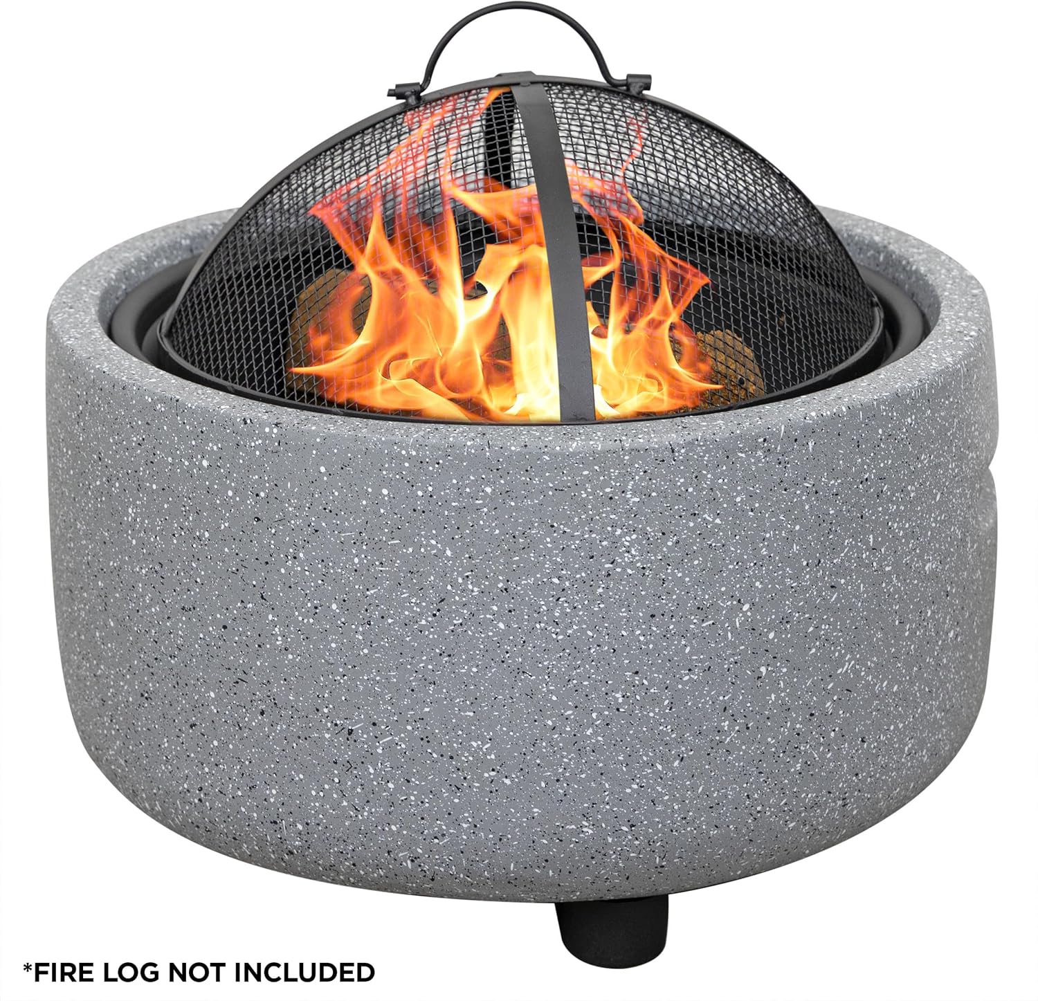 Alpine Corporation QFC334 Contemporary Gray Woodburning Firepit with Lid & Wood Poker, Decor for Patio & Deck, 16' H, Gray