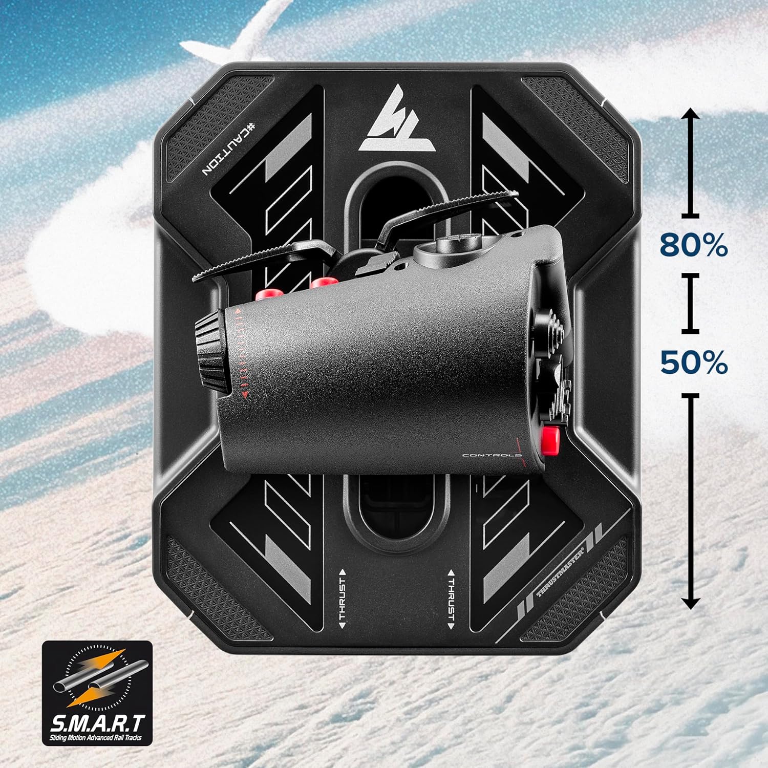 Thrustmaster Sol-R6 Flight Throttle - S.M.A.R.T. Slide Rails Technology, Adjustable Detent, Built-In Rudder, 14 Assignable Actions for Flight Simulation - Compatible with PC