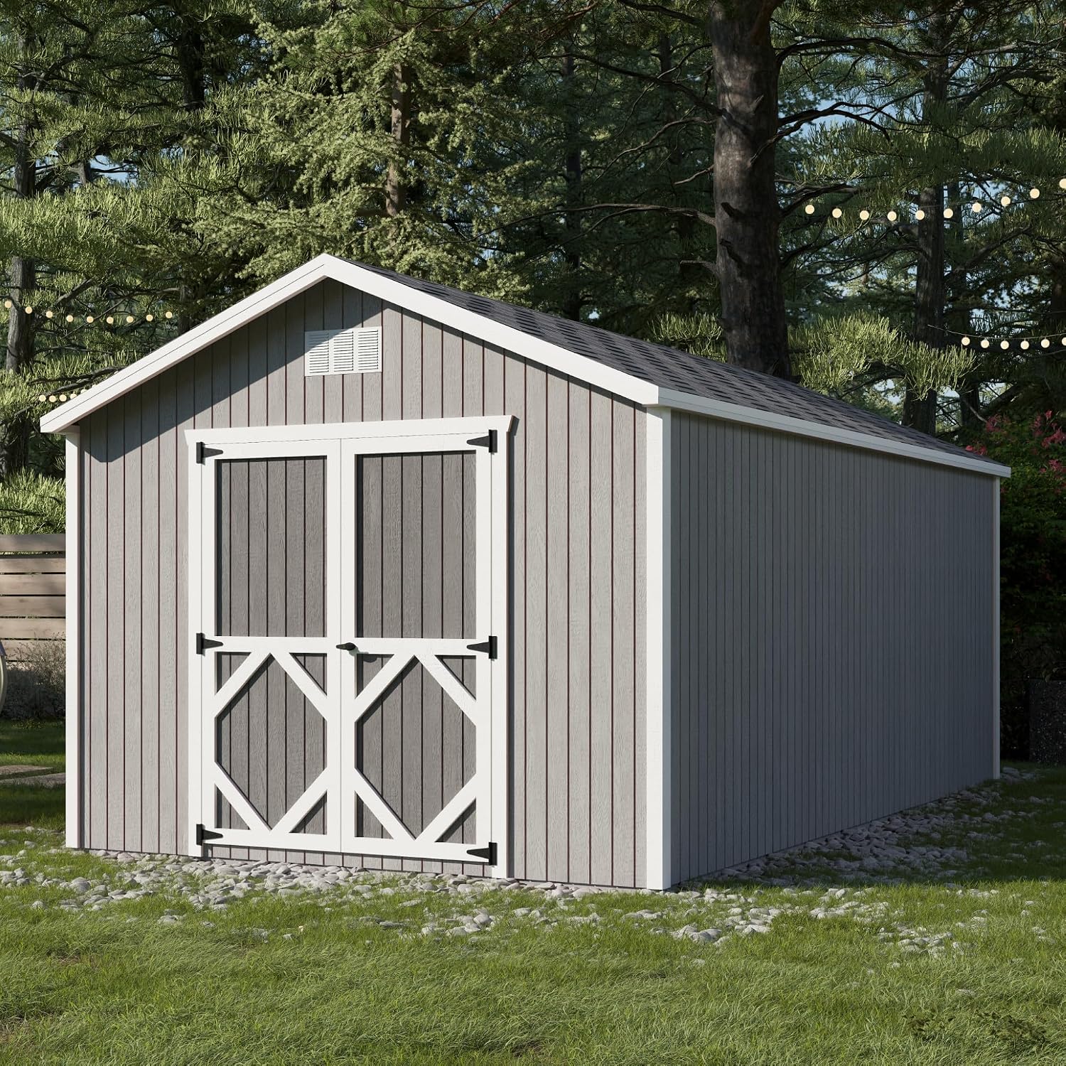 Little Cottage Co. 10x18 Classic Gable Shed with Floor, Outdoor Wood Storage Do-It-Yourself Precut Kit
