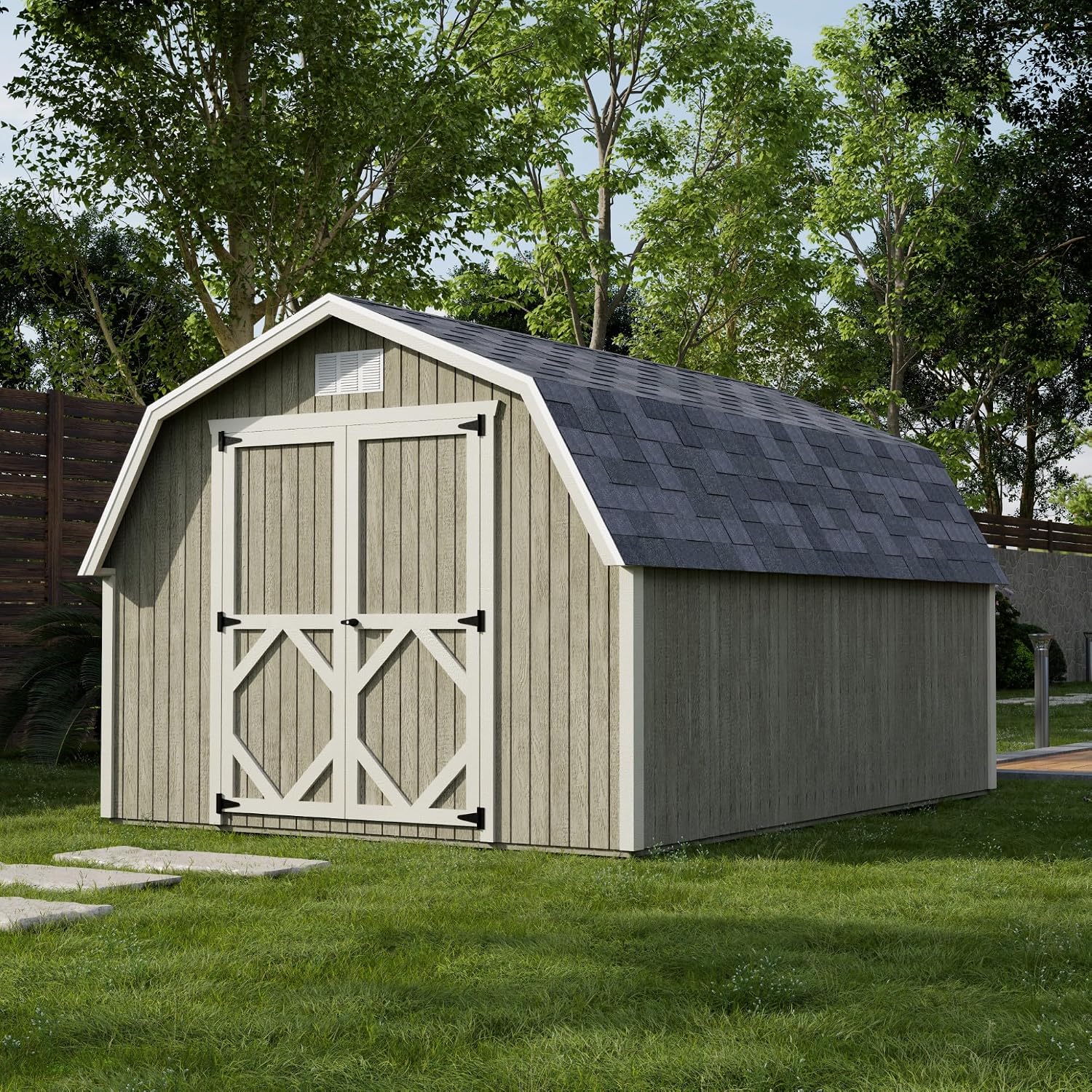 Little Cottage Co. 10x14 Classic Gambrel Barn with 4 ft. Sidewalls with Floor, Outdoor Wood Storage Shed Do-It-Yourself Precut Kit