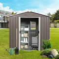 Shed with Windows,Large Metal Outdoor Storage Shed, Lockable Tool Storage shed, Steel Garden shed, Suitable for Backyard, Terrace, and Poolside (Grey, 8FTx4FT)