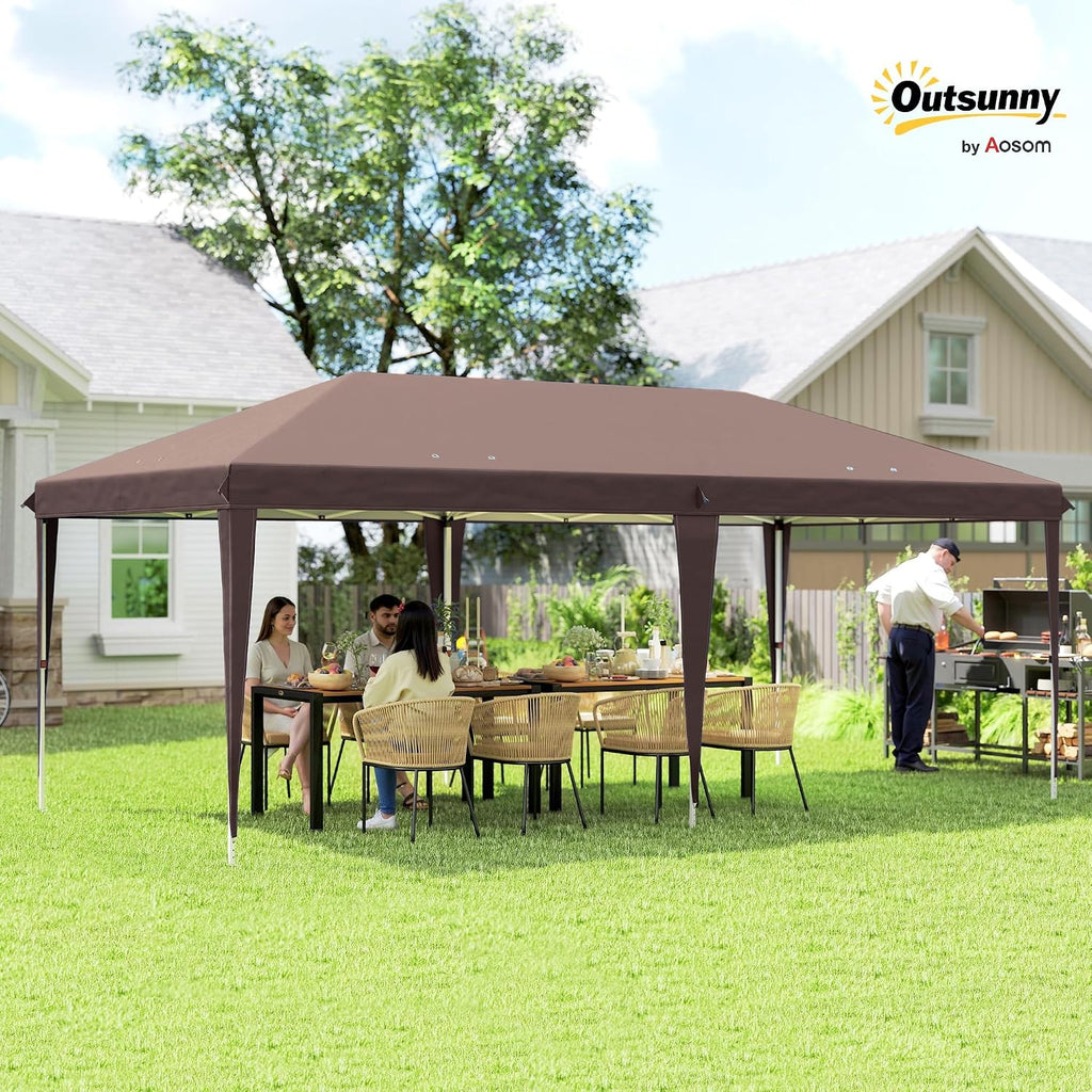 Outsunny 10' x 20' Pop Up Canopy Tent, Upgraded Heavy Duty Tents for Parties, Outdoor Instant Gazebo Sun Shade Shelter with Carry Bag, for Catering, Events, Wedding, Backyard BBQ, Coffee