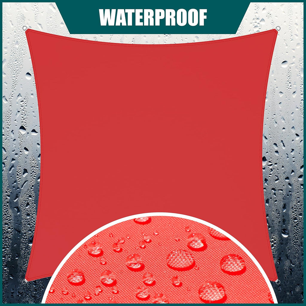 Royal Shade 12' x 16' Red Rectangle Waterproof Sun Shade Sail Order to Make Canopy Awning, UPF50+ 95% UV Blockage Water Resistant, Outdoor Backyard Patio Garden Carport (We Customize)