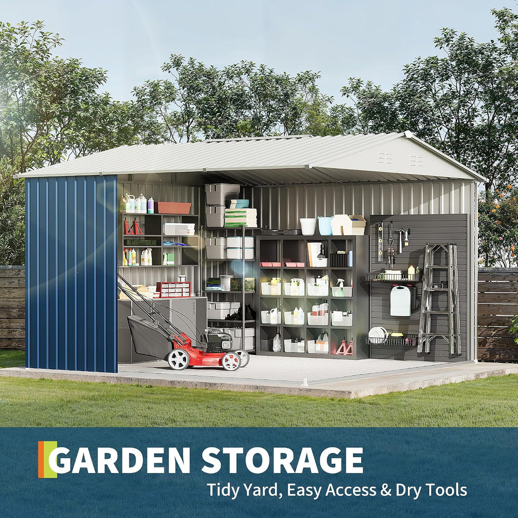 Garvee 10 X 10 FT Outdoor Storage Shed,Metal Garden Sheds&Outdoor Storage Clearance, Large Outdoor Storage Shed for Tools, Lawn Equipment, Garden Supplies - All Weather Lockable Metal Shed
