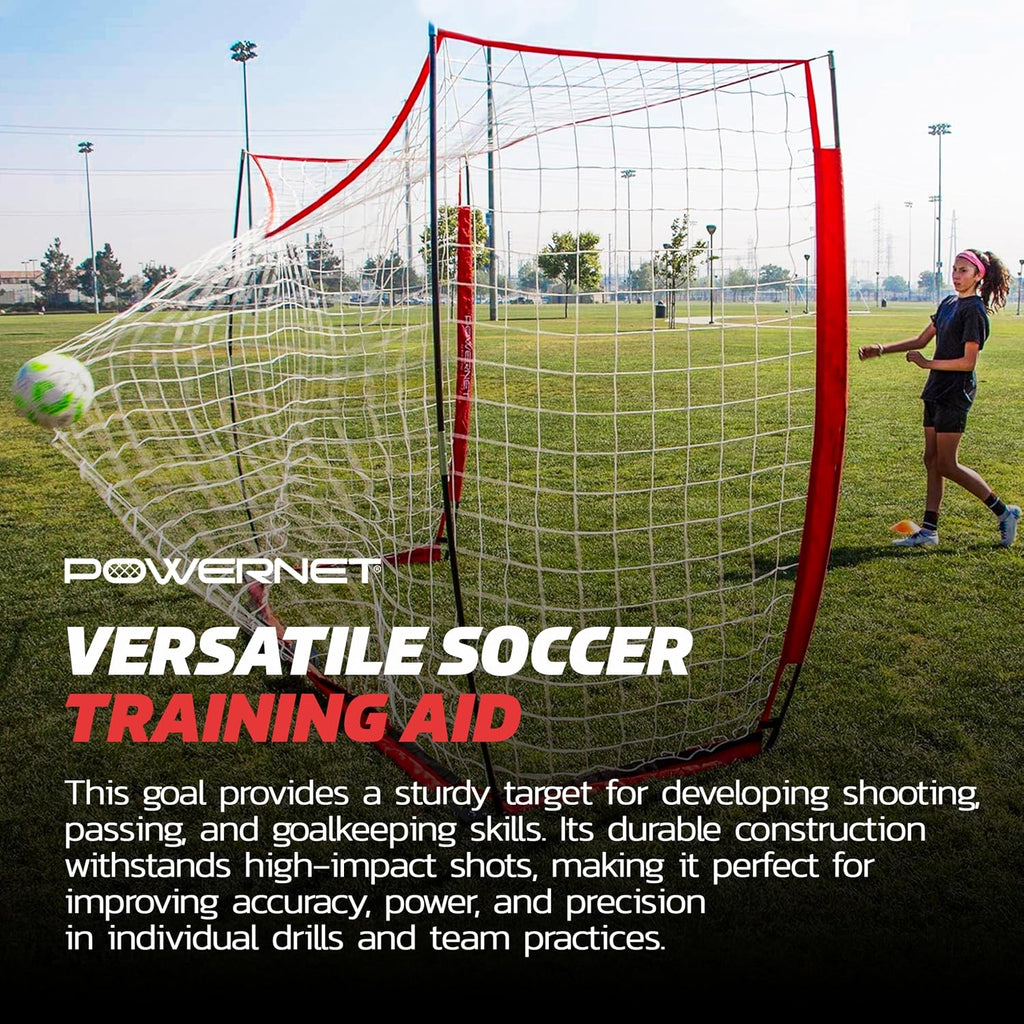 PowerNet Soccer Goal for Backyard, 3Mx2M / 6x4 / 8x4 / 12x6 / 14x7 /18.5x6.5 / 21x7 / 24 x 8 Portable Soccer Net, Sports & Outdoors Training Equipment, Quick Setup 1 Goal & Zipper Storage Bag