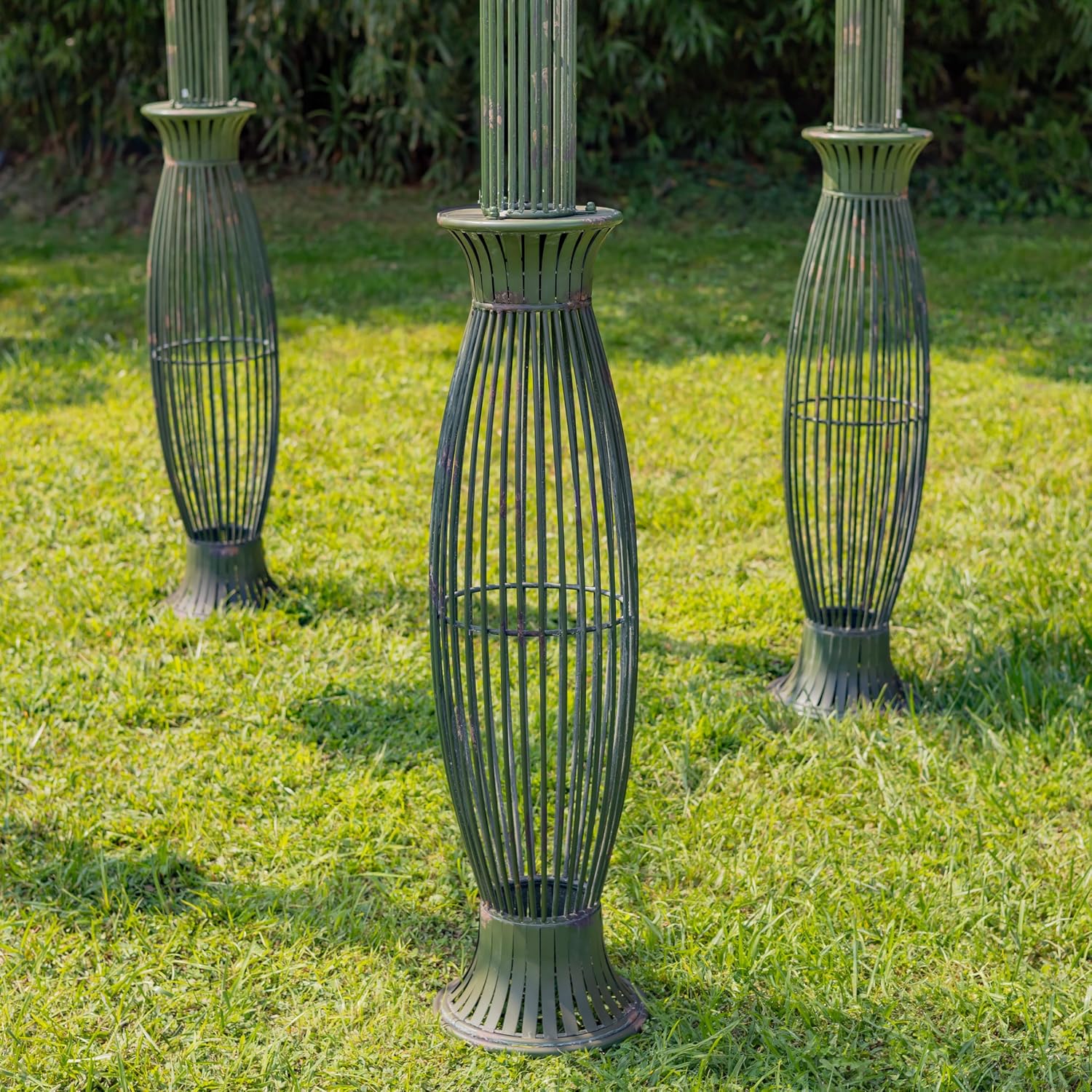 13ft. Tall Round Metal Garden Gazebo in Antique Finish (Antique Green)