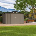 Outdoor Storage Shed,10x12 Ft Large Metal Storage Sheds,Galvanized Steel Garden Sheds with Sloping Roof and Lockable Door,Garden Tool Shed for Backyard Patio Lawn, Brown