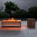Grand patio 47inch Outdoor Wicker Propane Fire Pit 50,000 BTU Rectangle Gas Fire Pit Table with Propane Tank Storage Box, Woodgrain Tabletop, Lid, Lava Rock for Garden/Patio, CSA Certification