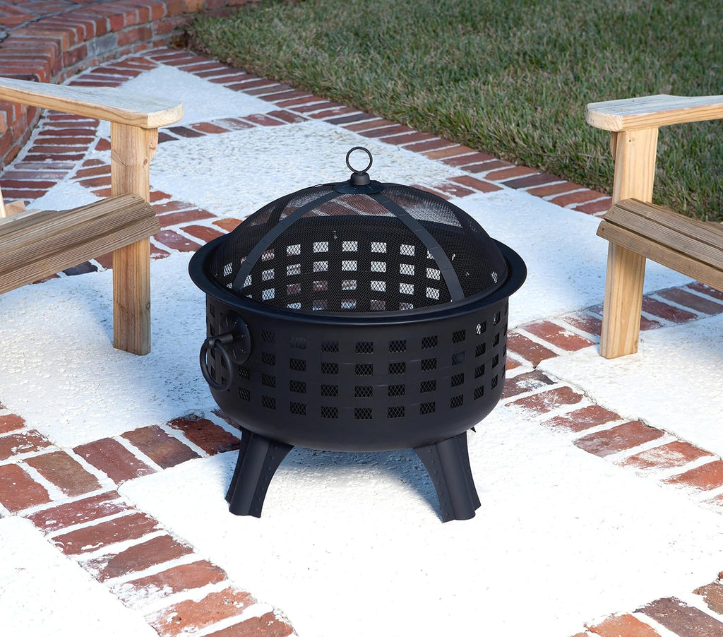 Amazon Basics 27 inch Steel Round Lattice Fire Pit, Easy to Assemble
