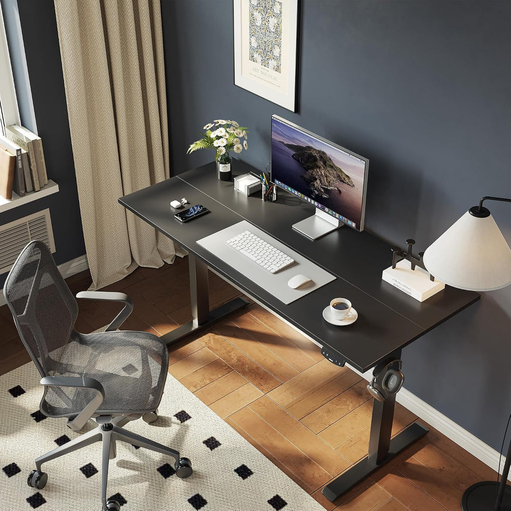 Agilestic Electric Standing Desk, 48 x 24 Inches Height Adjustable Desk, Sit Stand up for Work Office Home, Ergonomic Rising Computer Table with Memory Preset, Black