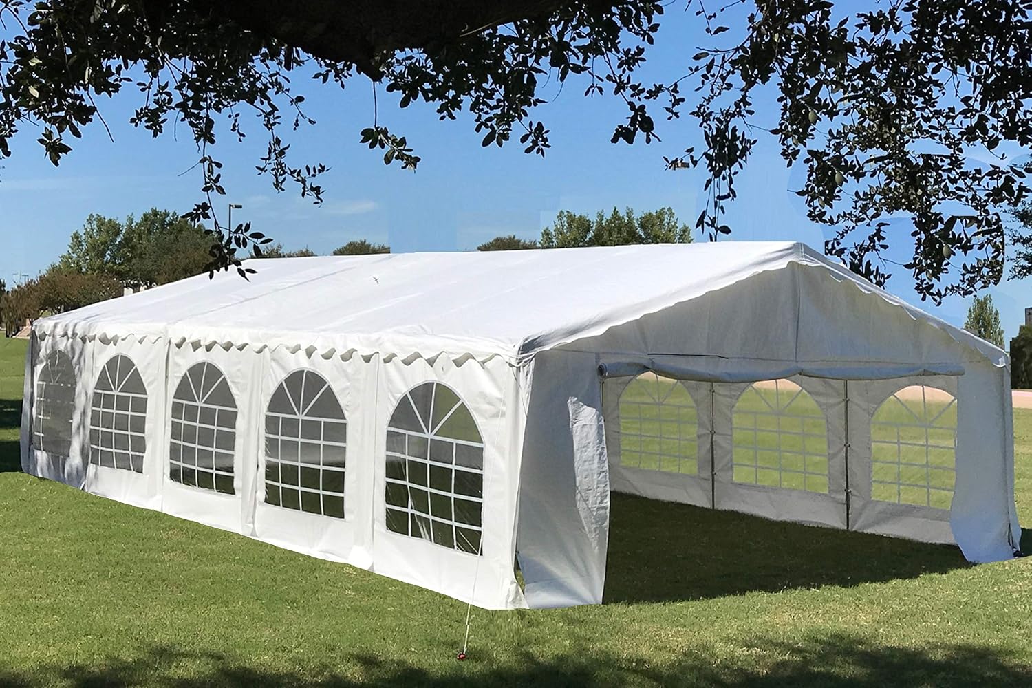 DELTA 32'x20' Budget PE Party Tent + (2) Long Bags + (2) Short Bags, for Parties, Large Canopy Carpas para Fiestas, Big Wedding Party Event Tents with Waterproof Top for Patio Outdoor Garden Events