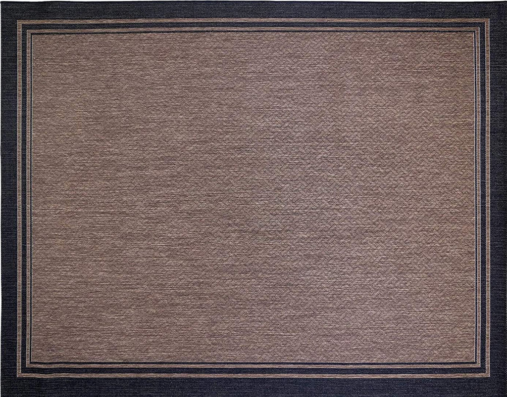 Gertmenian Indoor/Outdoor Flatweave Area Rug - 6x9 Medium, Stain & UV Resistant, Ideal for Deck, Patio, Poolside, Mudroom - Simple Border, Black Nut Brown, 22225
