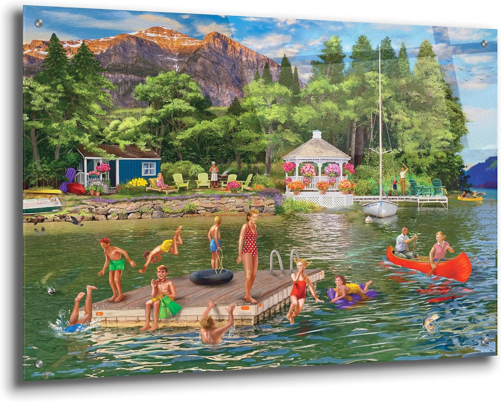 Epic Art 'Gazebo Lake' by Bigelow Illustrations Acrylic Glass Wall Art, 36' x 24'