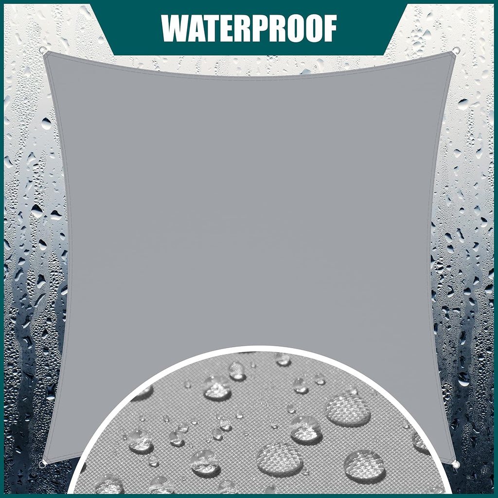 Royal Shade 10' x 12' Grey Rectangle Waterproof Sun Shade Sail Order to Make Canopy Awning, UPF50+ 95% UV Blockage Water Resistant, Outdoor Backyard Patio Garden Carport (We Customize)