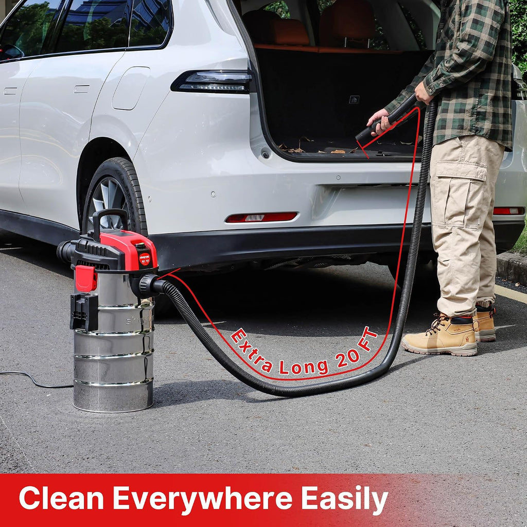 Shop-Vac 6 Gallon 4.0 Peak HP Wet/Dry Vacuum, Wall Mountable Compact Shop Vacuum with Up to 20 ft Extra Long Hose & Accessories - Ideal for Jobsite, Garages, Car & Workshops