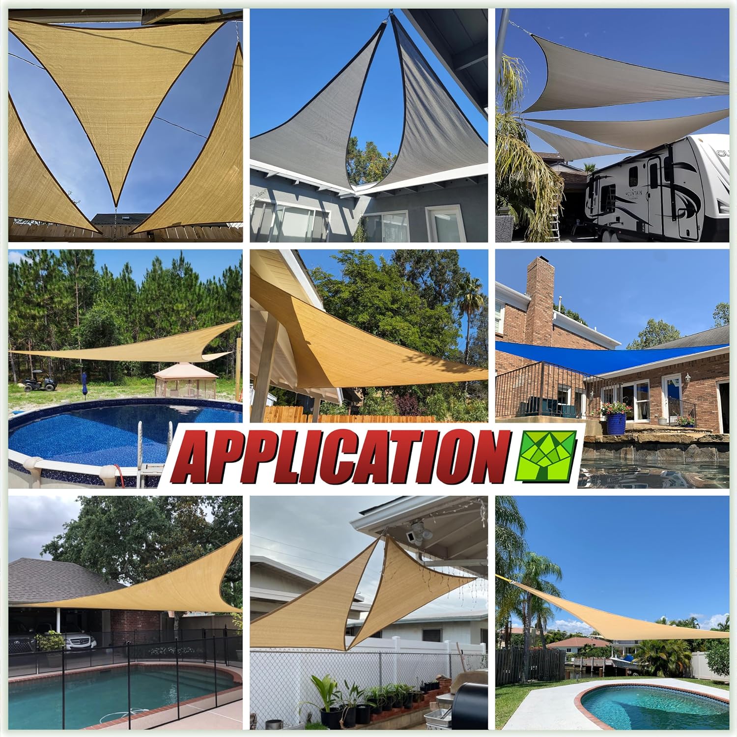 Colourtree TAPR1616 Custom Size 12' x 24' Beige Sun Shade Sail Canopy UV Block UPF50 Rectangle - Commercial Standard Heavy Duty - 190 GSM - 3 Years Warranty