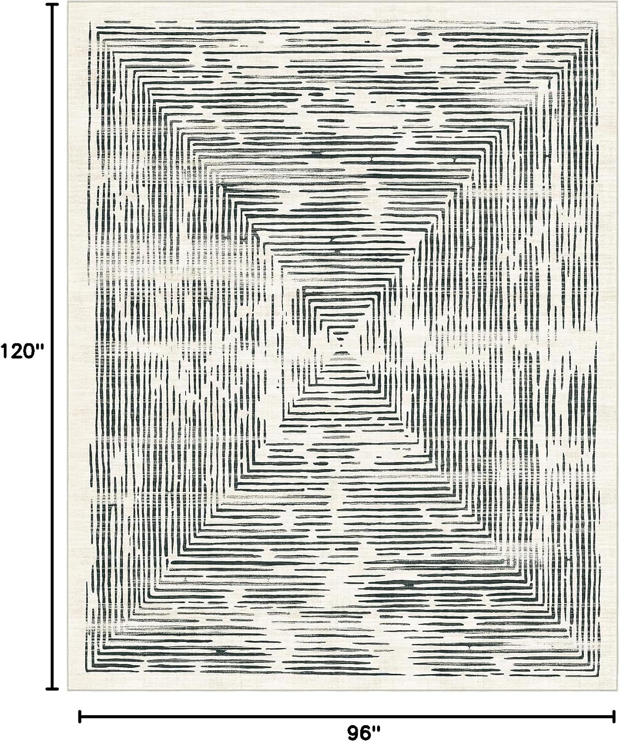 BLISSA 8x10 Area Rugs for Living Room - Soft Large Washable Geometric Black White Lines Modern Abstract Rug for Bedroom Striped Contemporary Carpet for Nursery Dining Room Home Office Decor