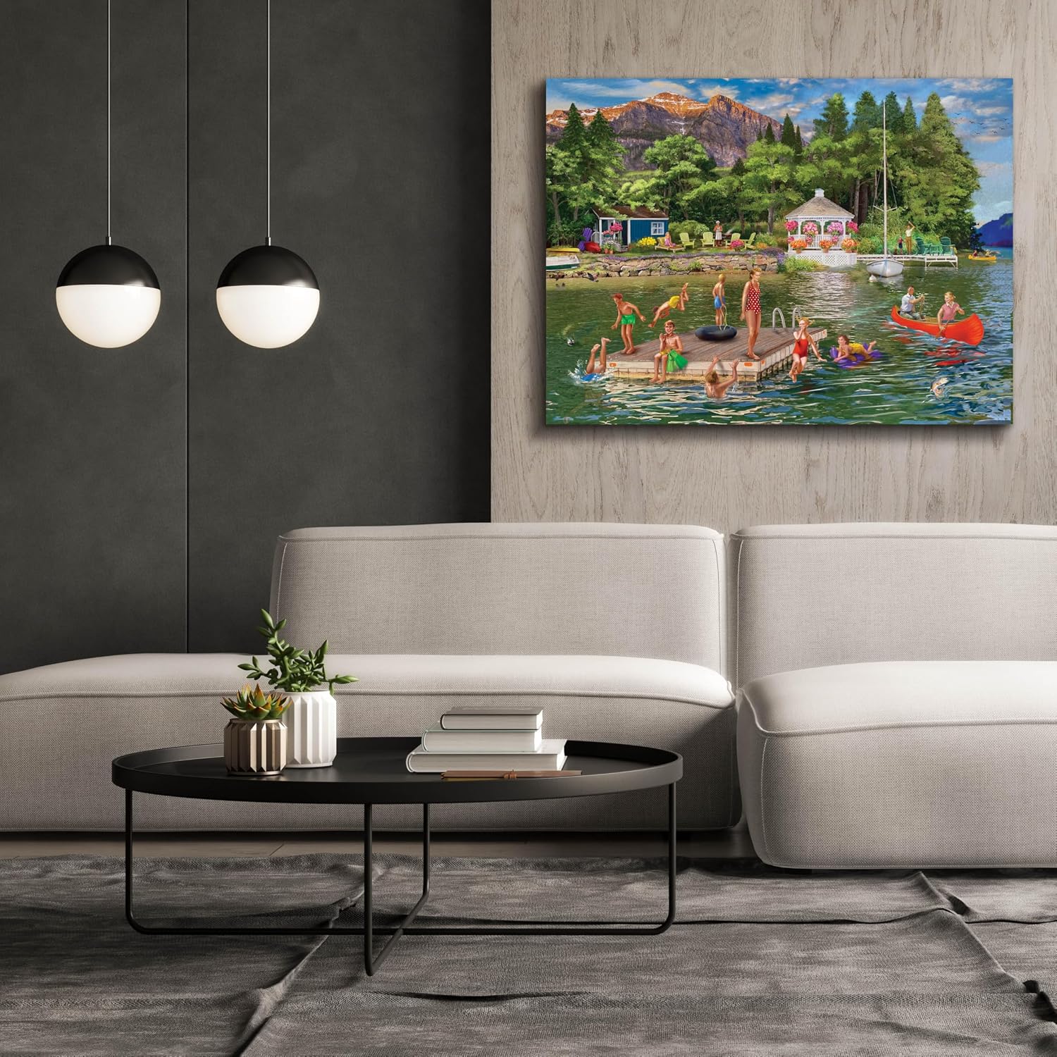 Epic Graffiti 'Gazebo Lake' by Bigelow Illustrations Canvas Wall Art, 54' x 40'