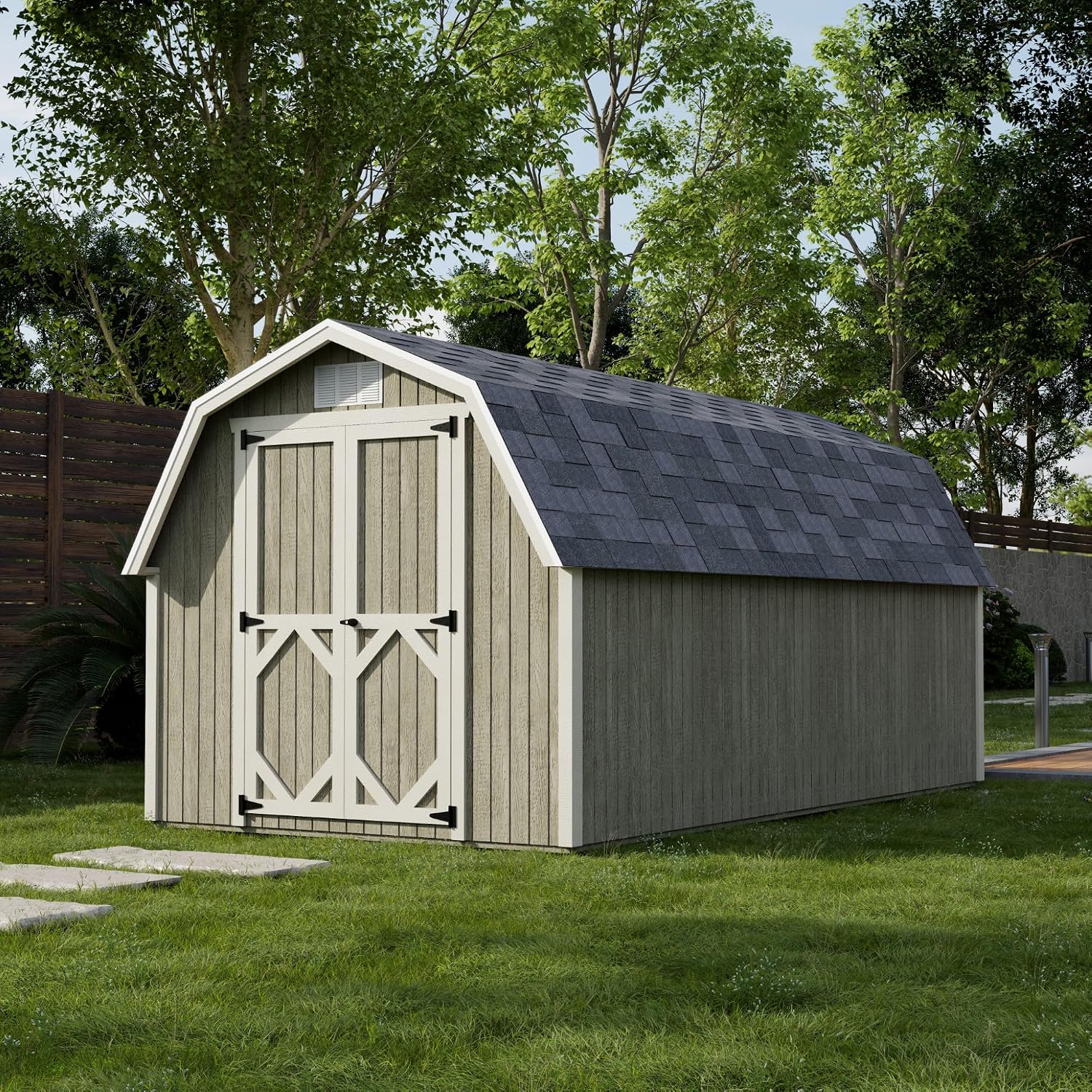 Little Cottage Co. 8x16 Classic Gambrel Barn with 4 ft. Sidewalls with Floor, Outdoor Wood Storage Shed Do-It-Yourself Precut Kit