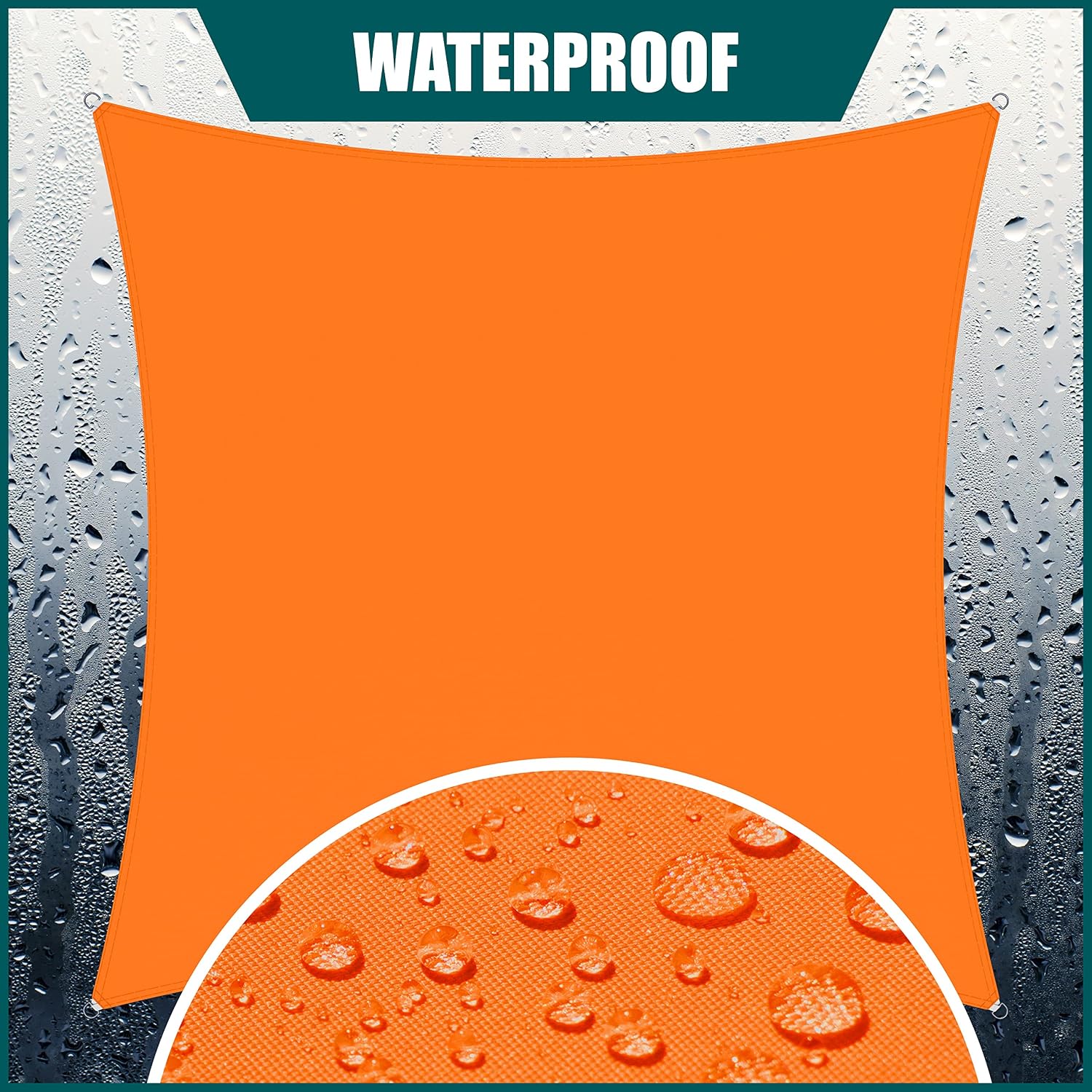 Royal Shade 12' x 16' Orange Rectangle Waterproof Sun Shade Sail Order to Make Canopy Awning, UPF50+ 95% UV Blockage Water Resistant, Outdoor Backyard Patio Garden Carport (We Customize)