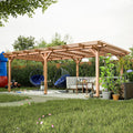 Echo Voyage 12' x 16' Outdoor Wood Pergola, Wooden Patio Pergola Gazebo for Climbing Plant Support, Garden,Brown