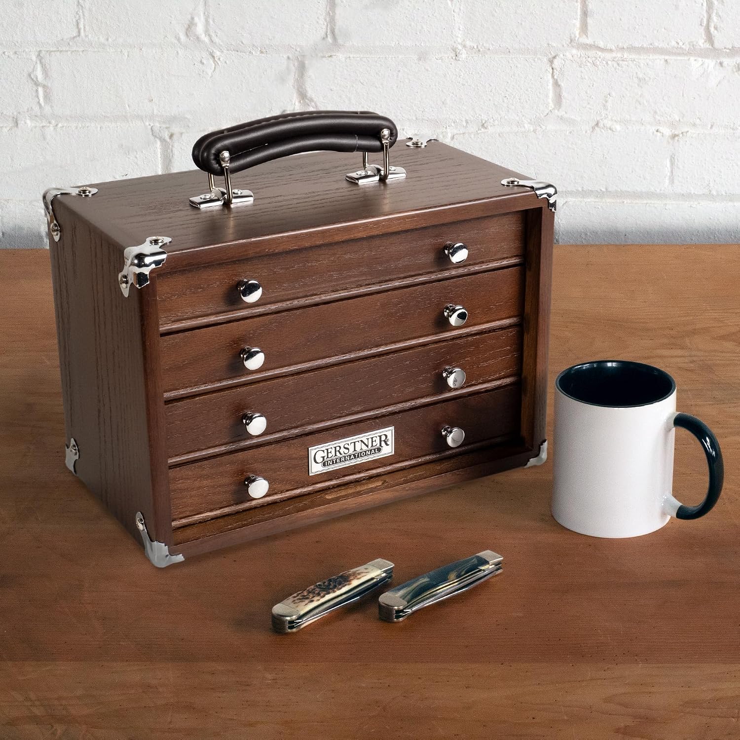 Gerstner International GI-T12-D Dark Oak 4-Drawer Mini Portable Chest